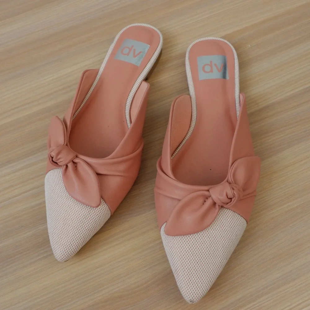 Coquette Mule Flat Sandals Womens 6 Rose Pastel Pointed Cap Toe DV Dolce Vita